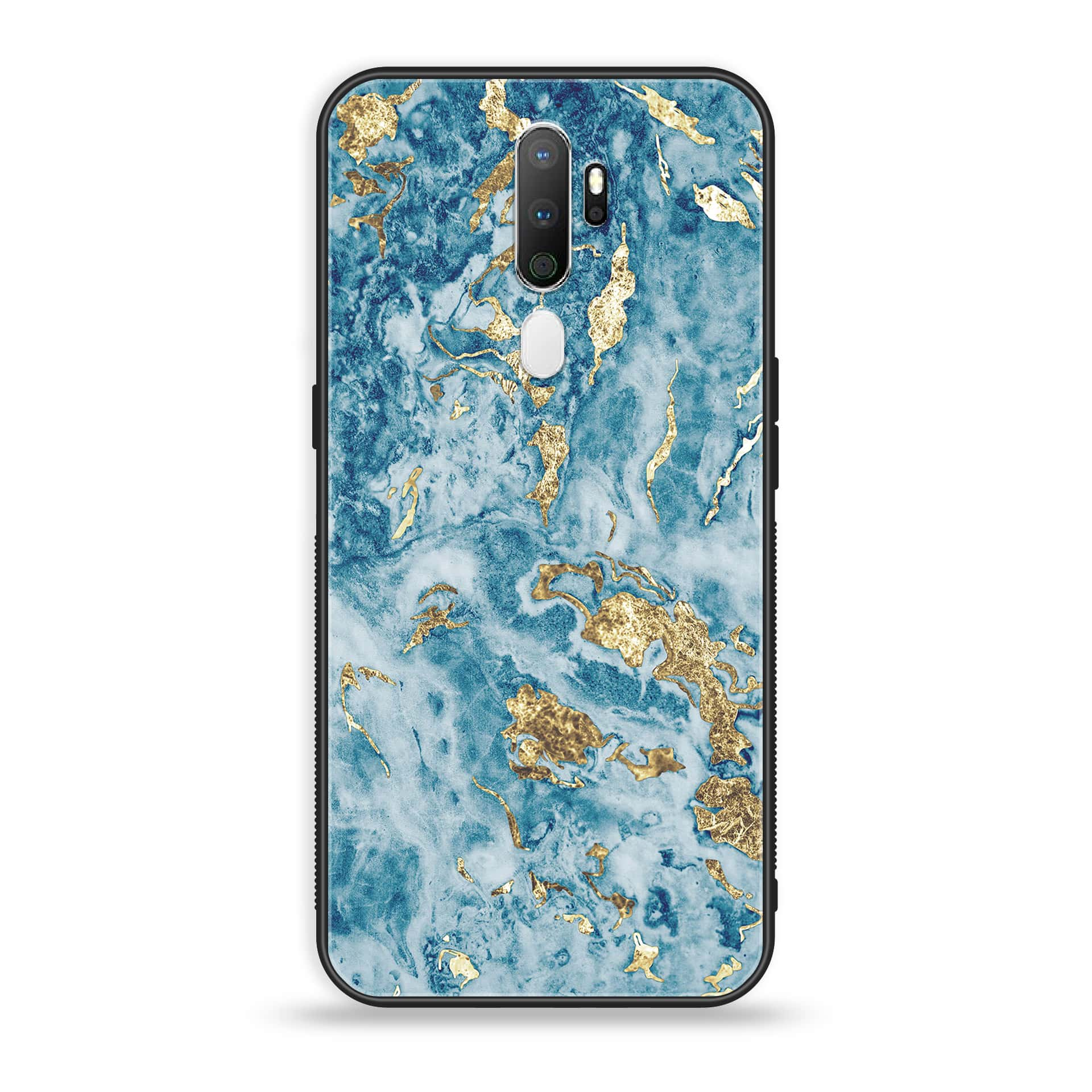 Oppo A5 2020 Blue Marble V 2.0 Design 7 Premium Printed Glass soft Bumper shock Proof Case CS-11949