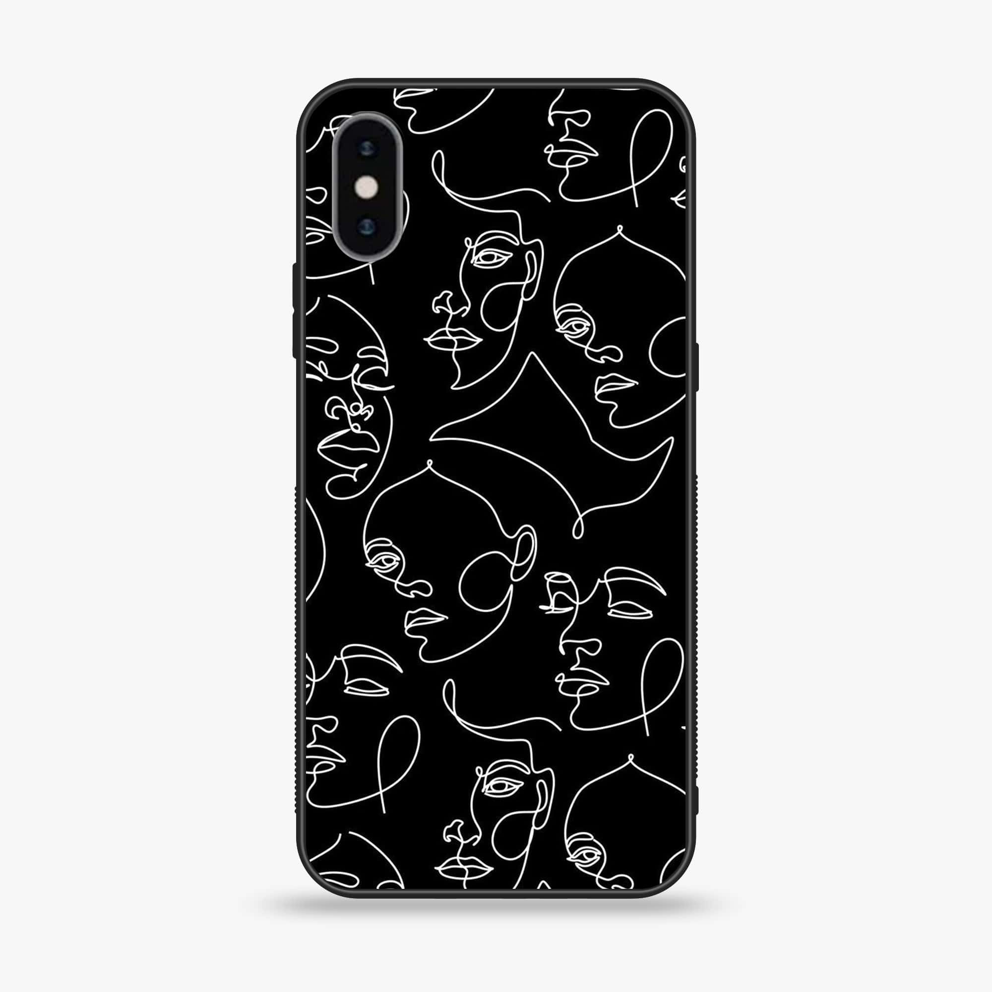 iPhone XS Max - Girls Line Art Design 6 - Premium Printed Glass soft Bumper shock Proof Case CS-11953