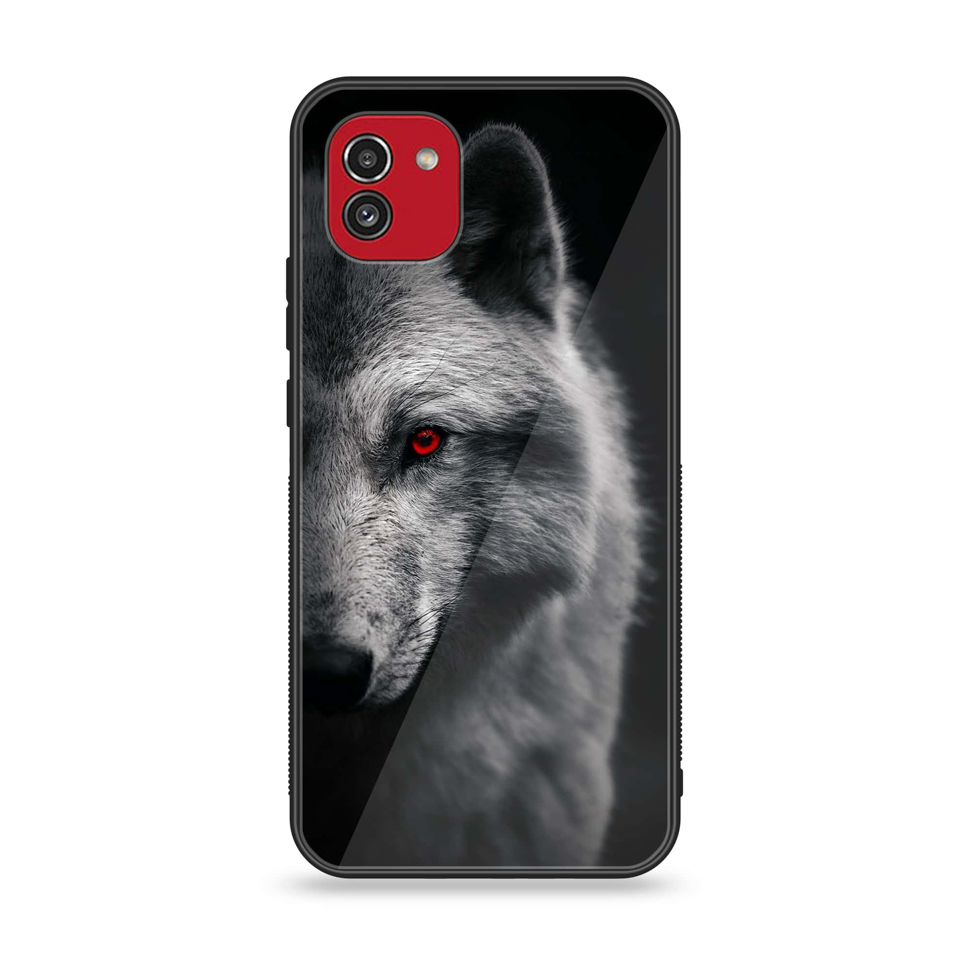 Samsung Galaxy A03 - Wolf Design 10- Premium Printed Glass soft Bumper shock Proof Case CS-11986