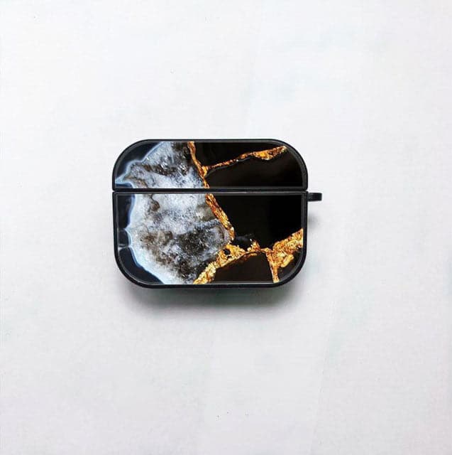 Apple Airpods 3 Black Marble Series Premium Print with holding clip