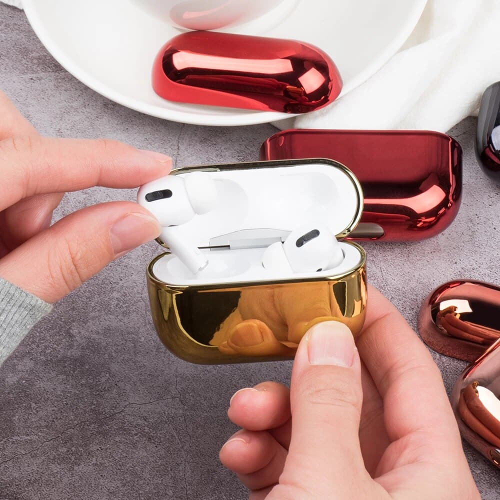 Airpods Pro Electroplated Earphone Protective Case with Holding Clip