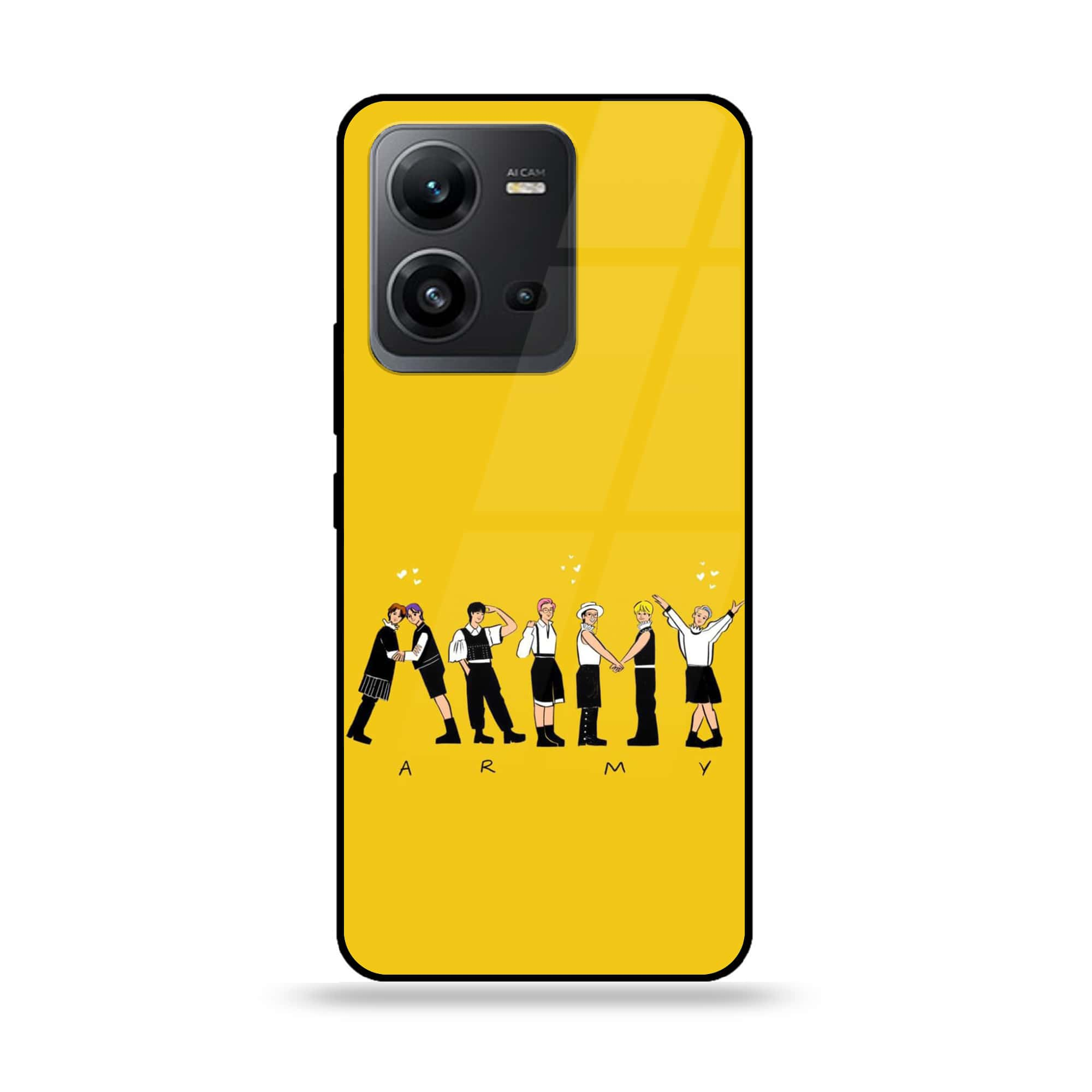 Vivo V25 5G - K-POP Army Case Series - Premium Printed Glass soft Bumper shock Proof Case