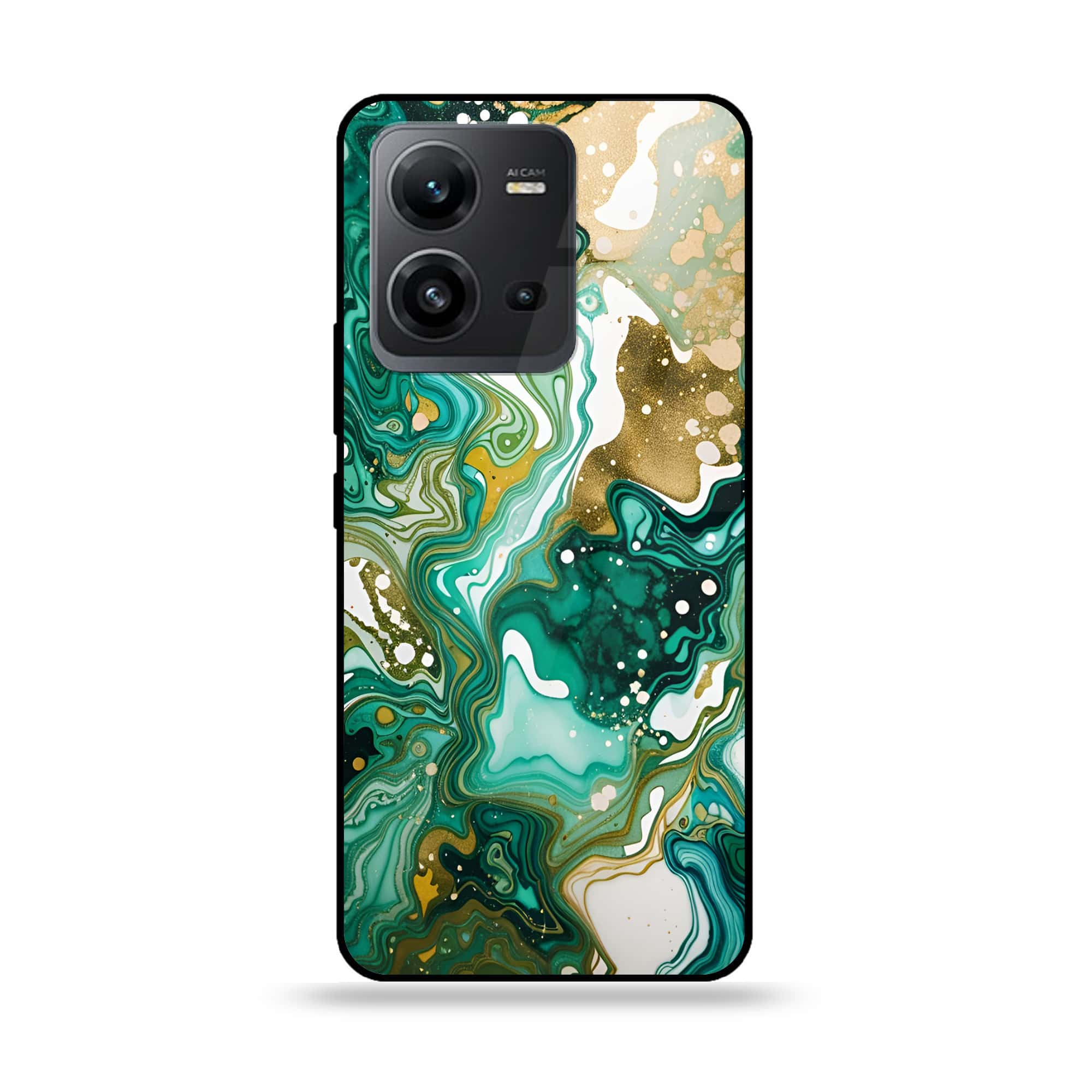 Vivo V25 5G - Liquid Marble 2.0 Series - Premium Printed Glass soft Bumper shock Proof Case