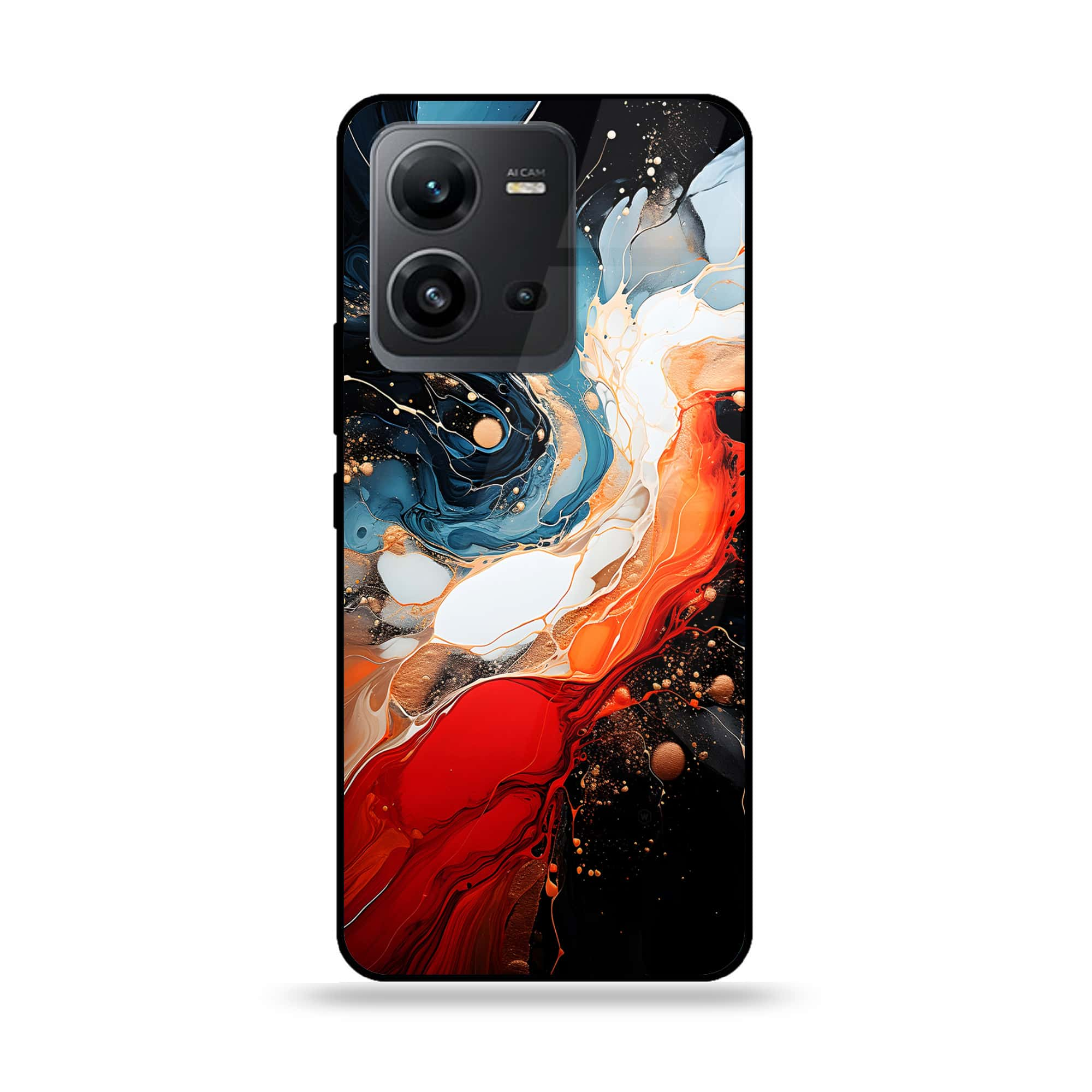 Vivo V25 5G - Liquid Marble 2.0 Series - Premium Printed Glass soft Bumper shock Proof Case