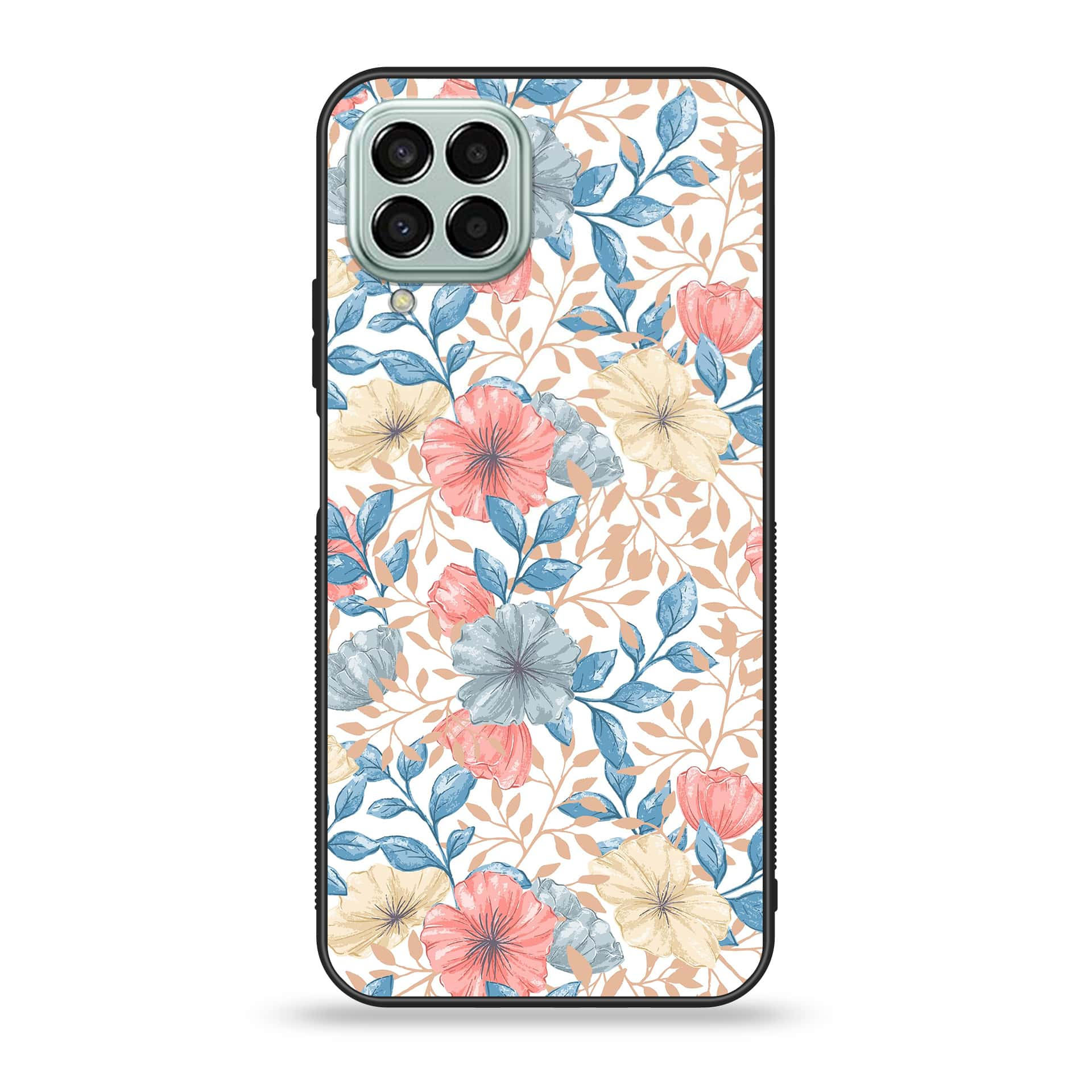 Samsung Galaxy M33 - Seamless Flower - Premium Printed Glass soft Bumper Shock Proof Case CS-11973