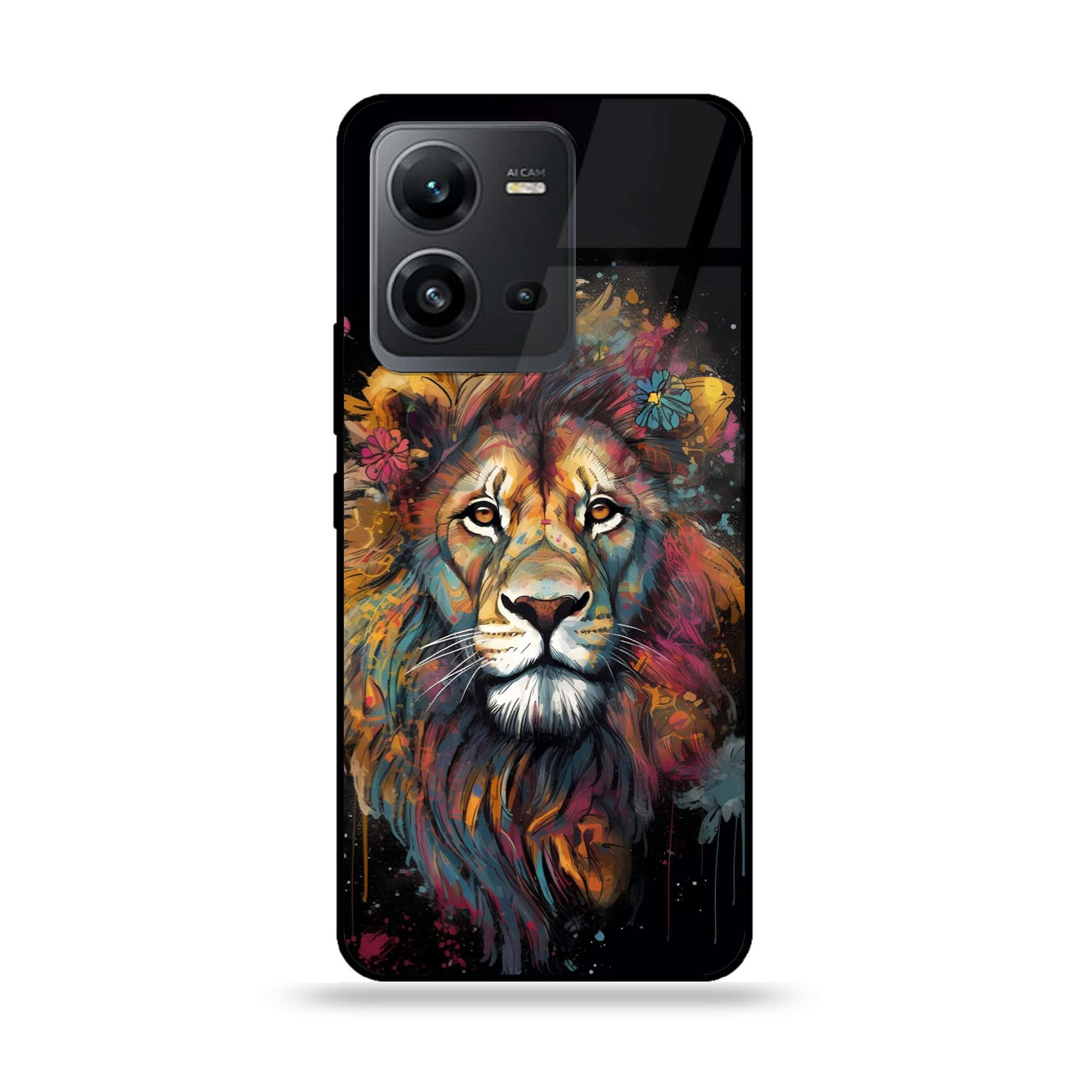 Vivo V25 5G - Tiger 2.0 Series - Premium Printed Glass soft Bumper shock Proof Case