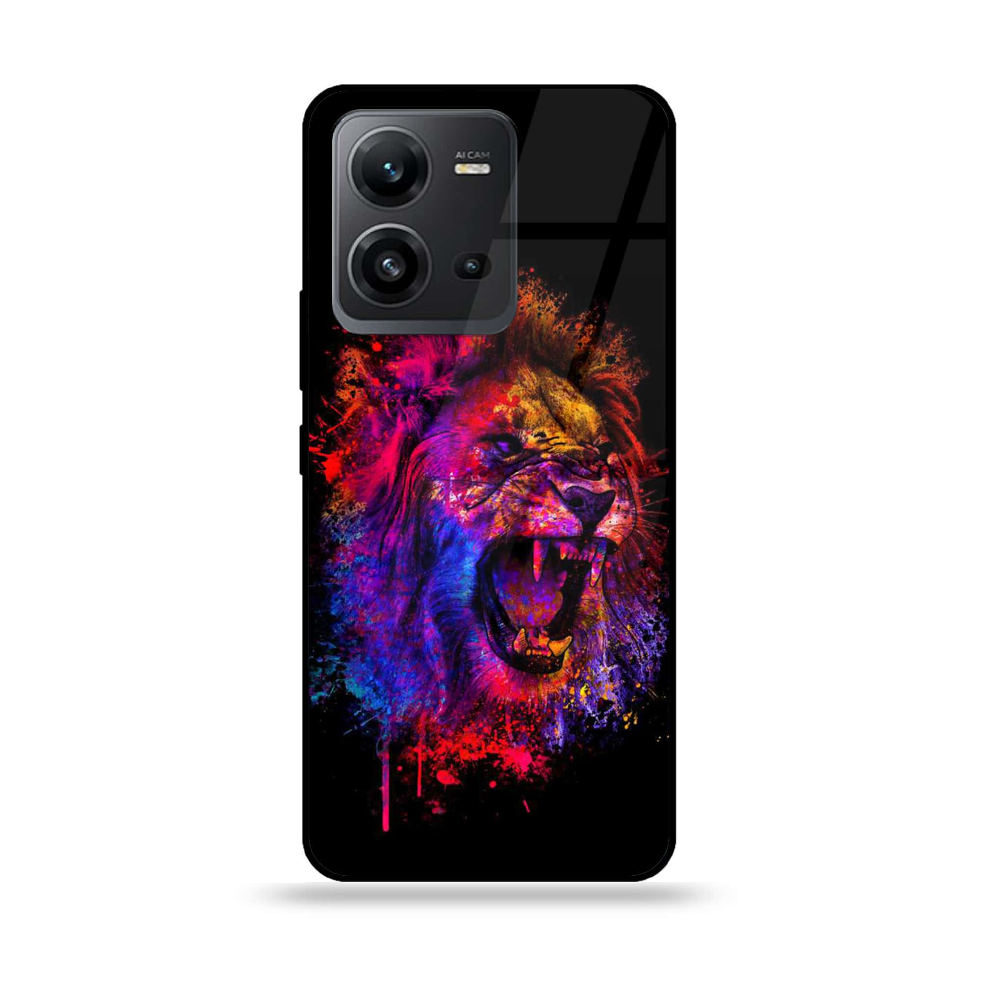 Vivo V25 5G - Tiger 2.0 Series - Premium Printed Glass soft Bumper shock Proof Case