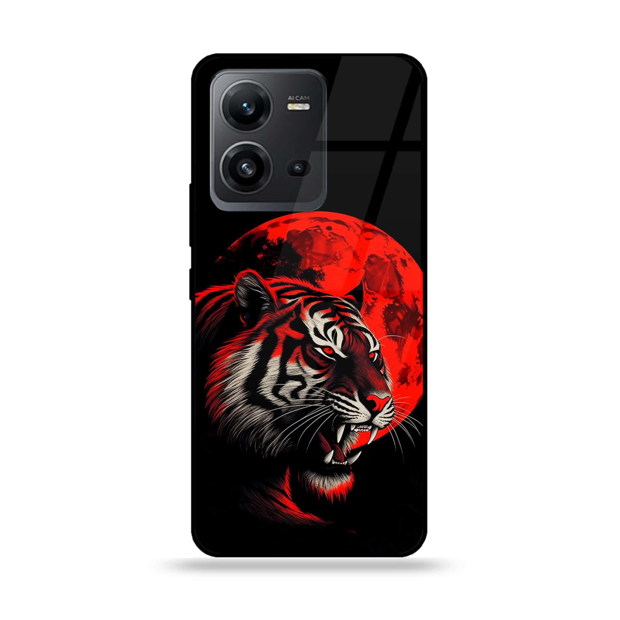 Vivo V25 5G - Tiger 2.0 Series - Premium Printed Glass soft Bumper shock Proof Case